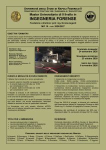 MASTER UNIVERSITARIO DI II LIVELLO IN INGEGNERIA FORENSE